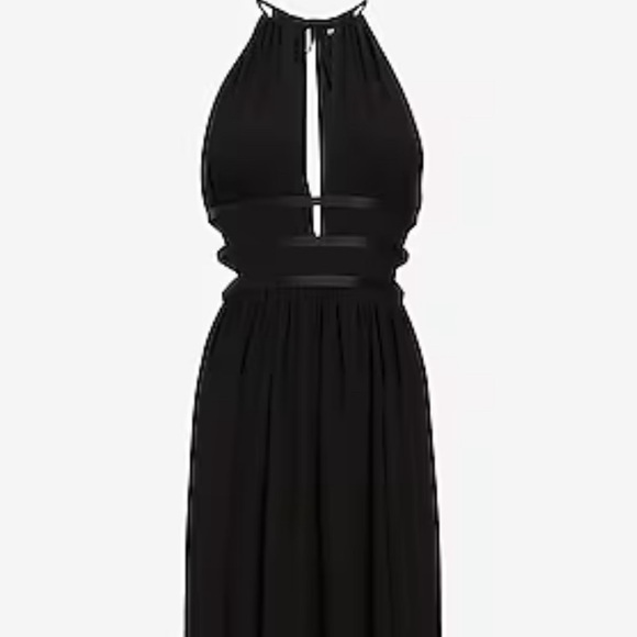 EXPRESS Strappy Halter Cutout Plunge Maxi Dress - Picture 4 of 10